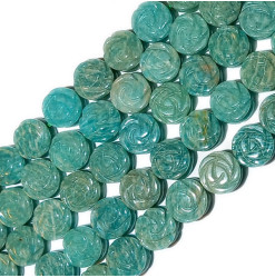 amazonite perle gravée fleur