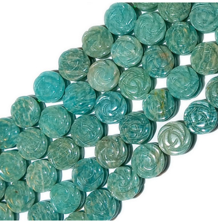 amazonite perle gravée fleur