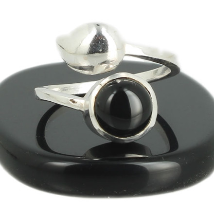 agate noire bague en argent