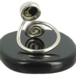 agate noire bague spirale en argent