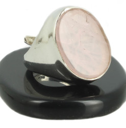 bague chevalière en argent et quartz rose