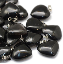 agate noire coeur en pierre naturelle