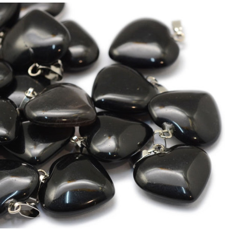 agate noire coeur en pierre naturelle