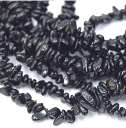 agate noire perles chips de pierre