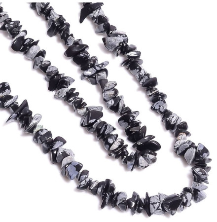 obsidienne neige perles chips