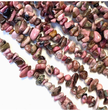 perles chips rhodonite naturelle