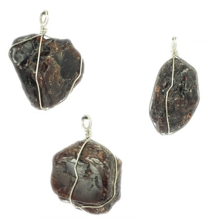 pendentif grenat brut et argent 925
