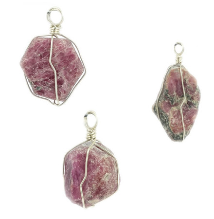 pendentif rubis brut et argent