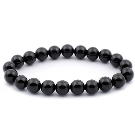 bracelet agate noire perles naturelles