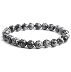 bracelet obsidienne neige perles naturelles