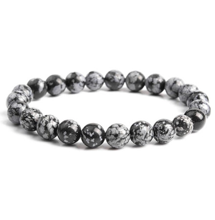 bracelet obsidienne neige perles naturelles