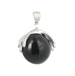 pendentif agate noire perle naturelle