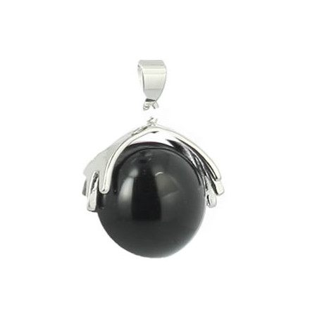 pendentif agate noire perle naturelle
