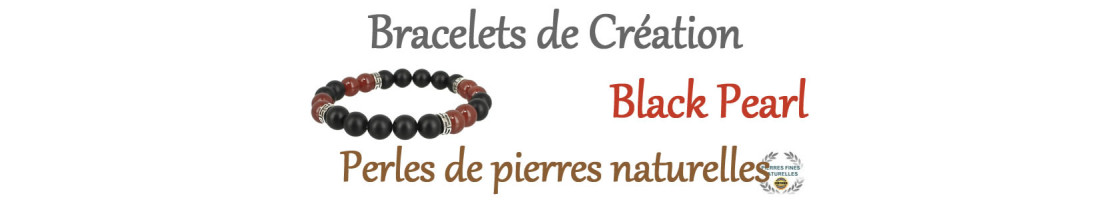 Bracelets perles d'Agate Noire collection Black Pearl - Minerals Store
