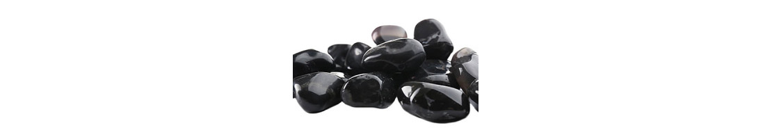 Perles de pierre naturelle d'agate noire - Minerals store Design